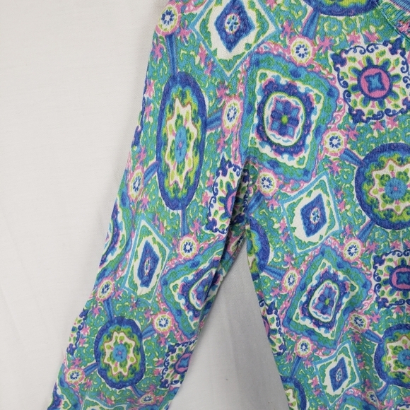 Talbot's Women's Multicolor Geometric Printed Long Sleeve Cardigan Sweater Sz S - Picture 5 of 8